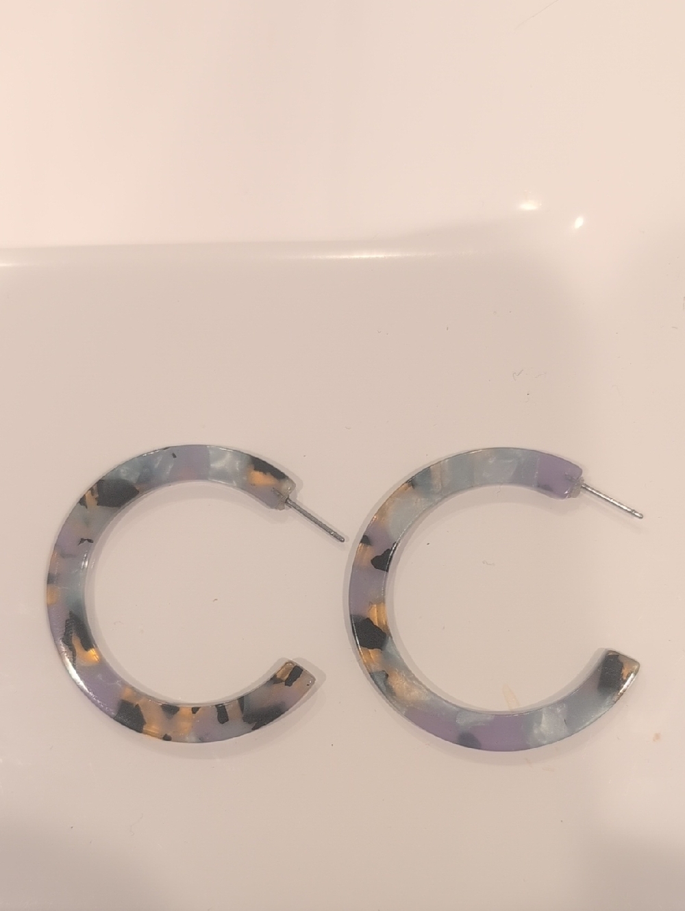 Joe Fresh Multicolor Resin Hoop Earrings - Purple, Gray, Cream, Black